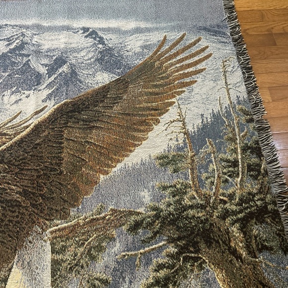 Lee Kromschroeder Tapestry Throw Art Bald Eagle Alpenglow Mohawk 58x50” USA EUC - Picture 3 of 8